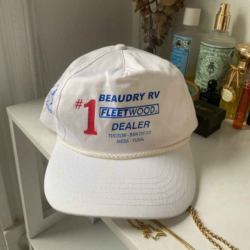Vintage Beaudry RV Hat Cap Snap Back White Rope #1 Fleetwood Dealer One Size
